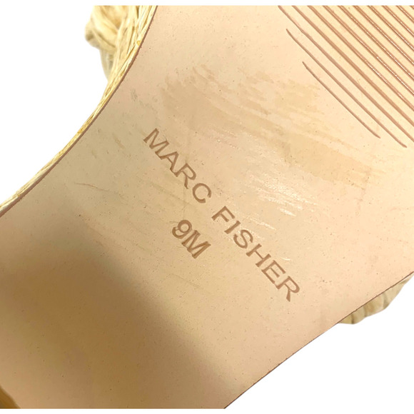NEW Marc Fisher Steel Sz 9 Natural Raffia Platform Chunky Sandals Beachy NWOB - Picture 10 of 10